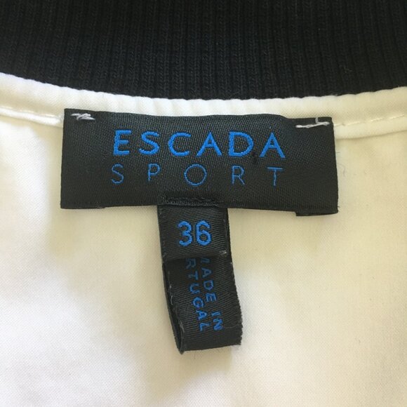 Escada Sport Bomber Jacket Womens Size 36 White Black Collar Balloon Sleeve - Picture 10 of 16